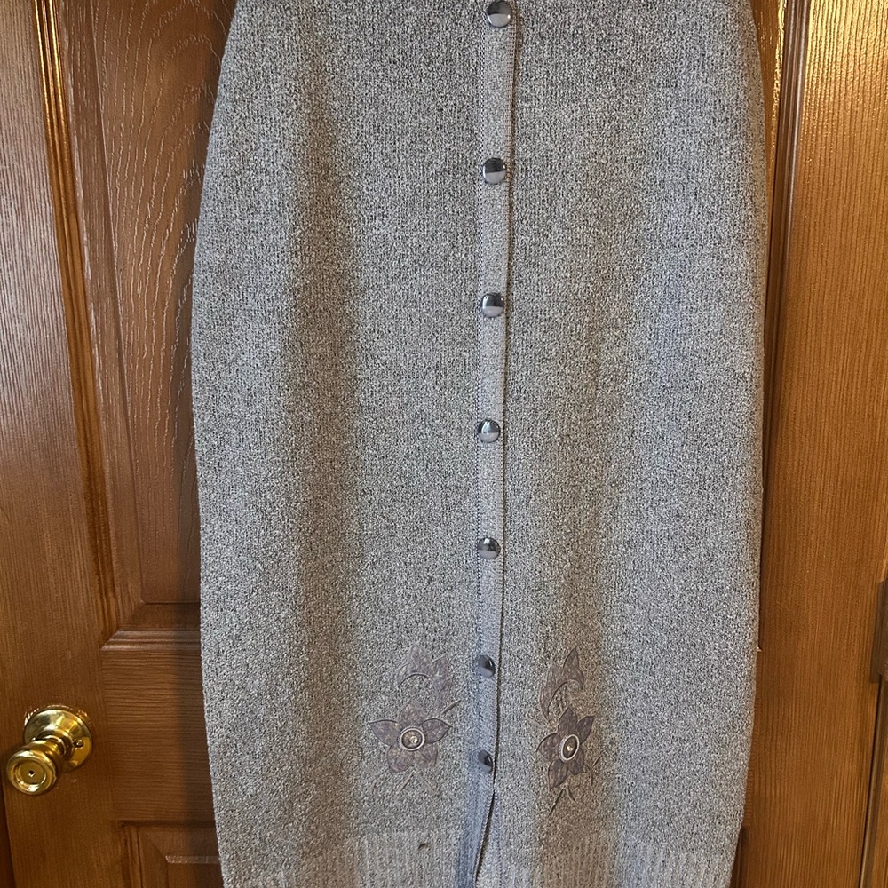 Gray Button-Front Skirt